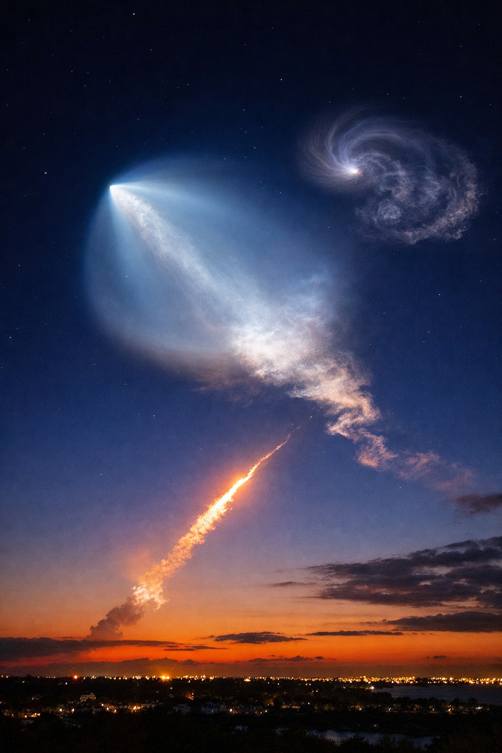 SpaceX Falcon 9 launch seen in the sky