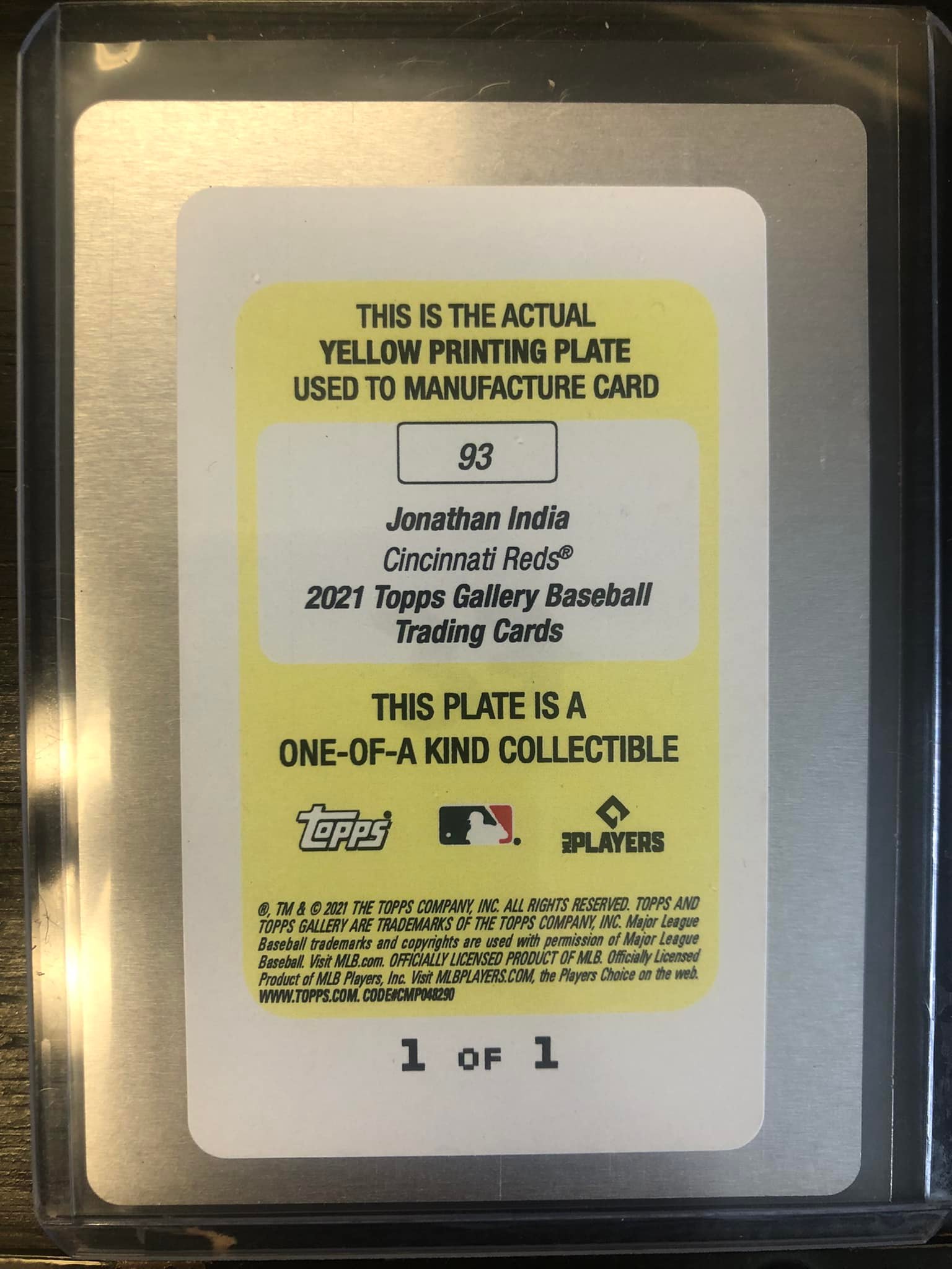 What is the value of a 1/1 Jonathan India yellow printing plate?