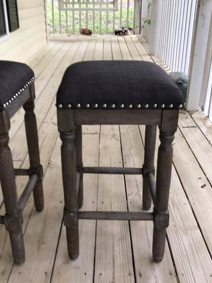 Maven Lane Adrien Saddle Backless Stool, Reclaimed Oak Counter Heightopen Box