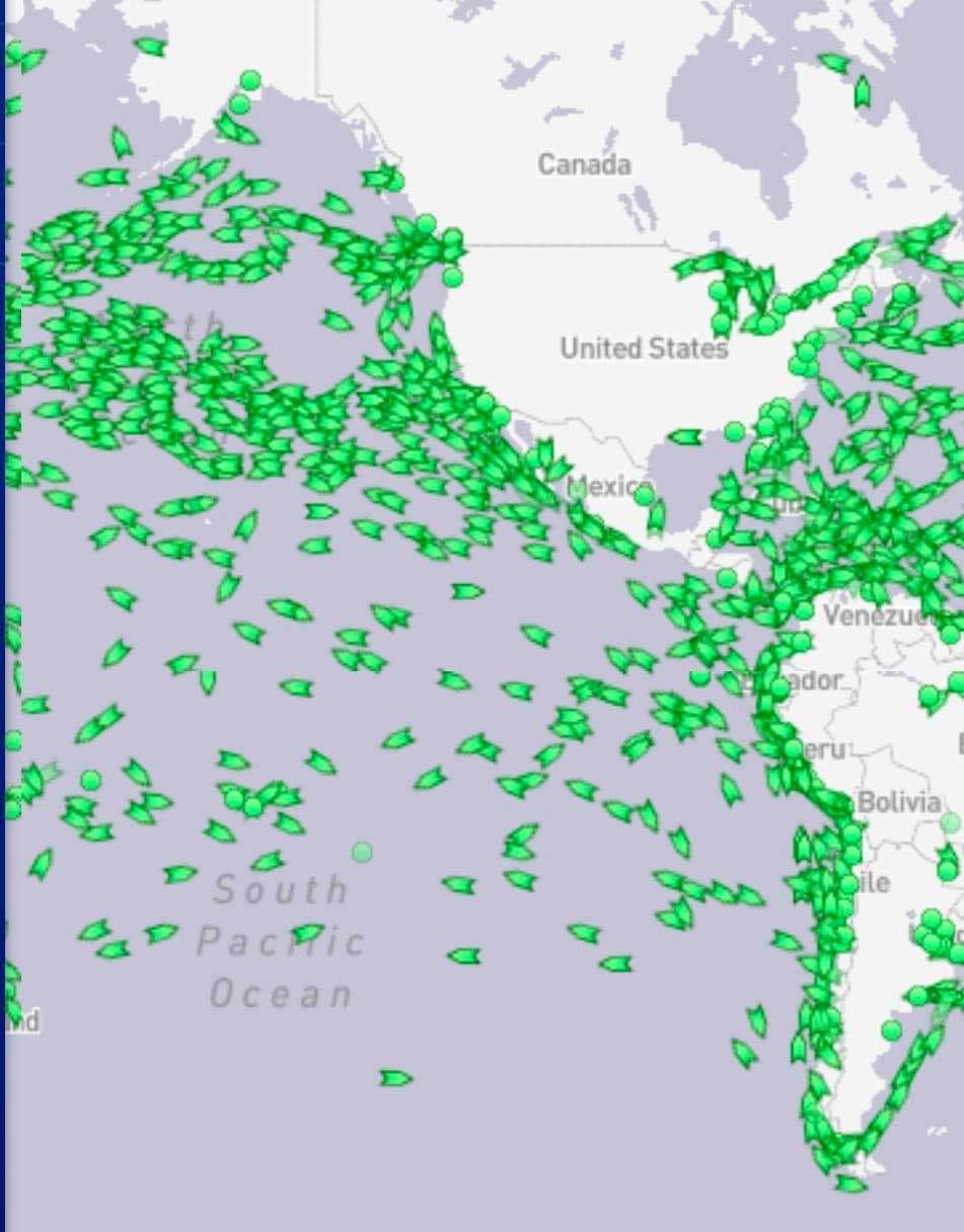 Joe - This is current map of cargo containers at sea waiting to port ...