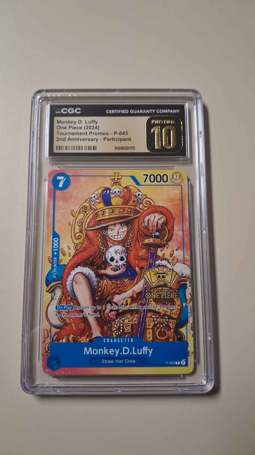 Pristine One Piece Card Game Monkey D. Luffy P-043 tournament