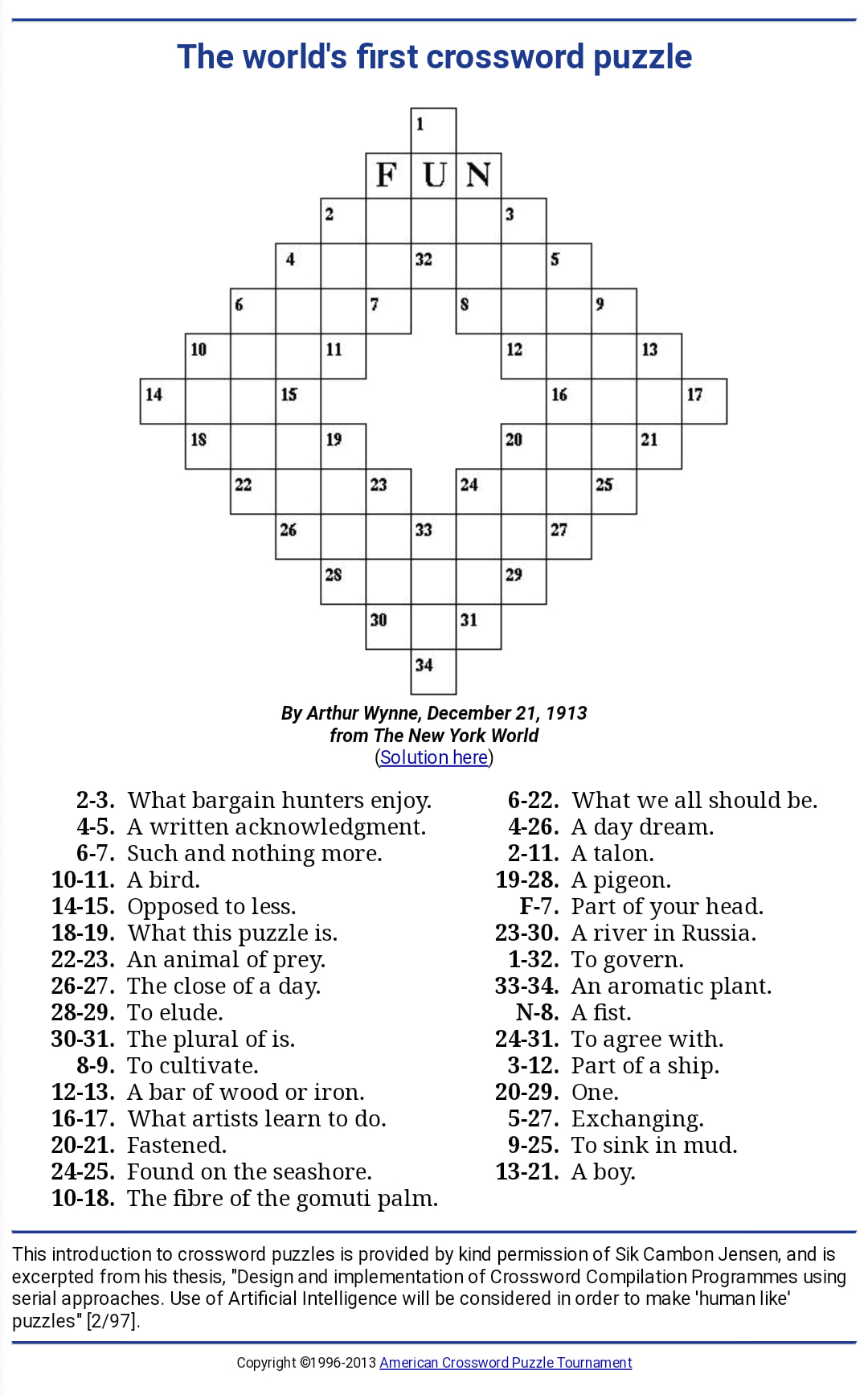 Tilok - #ปริศนาอักษรไขว้กระดานแรกของโลก #TheWorldFirstCrosswordPuzzle ...