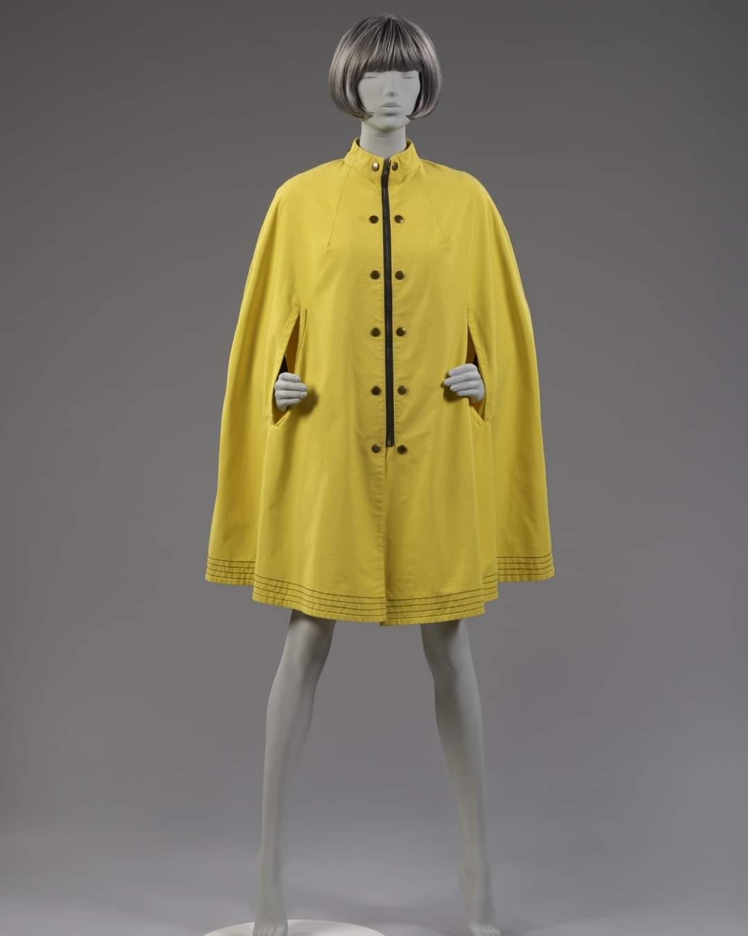 Mary Quant's 1967 yellow gabardine raincape for Alligator Rainwear