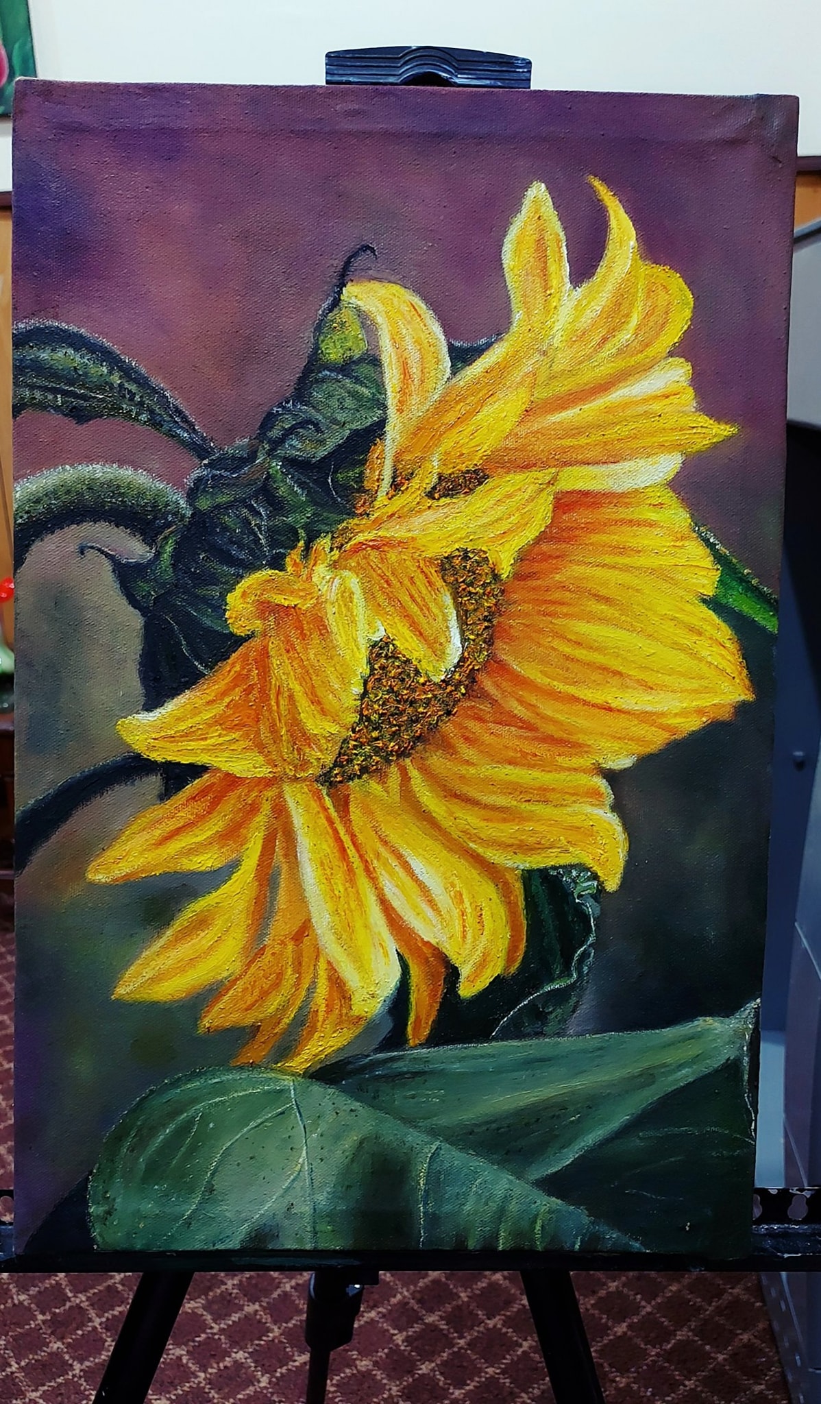 my art work in progress. 「sunflower 向日葵」 oil on canvas F10号
