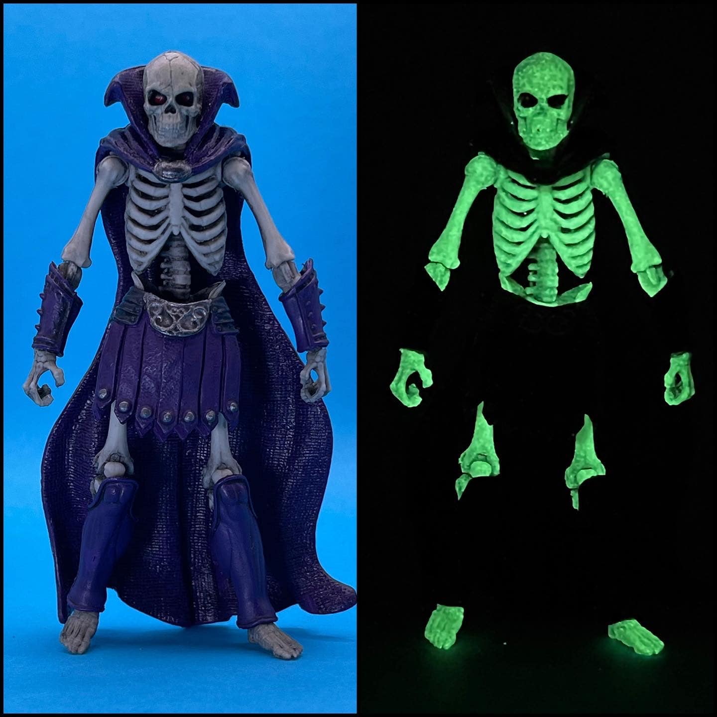 Scare-glow figure using a skeleton base