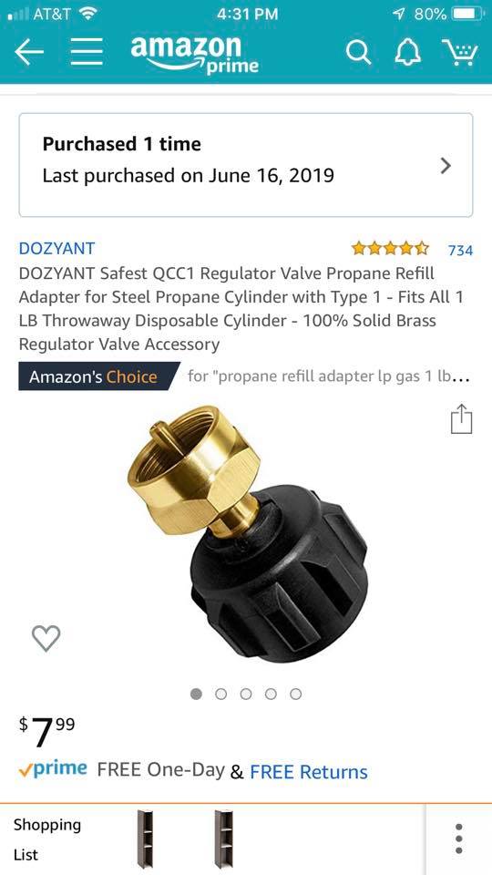 Propane refill adaptor. | New | CA$10.00 | Millbrook