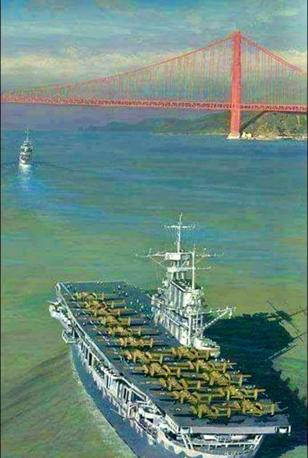 だいすきやきうページ ファーレンホルト Aircraft carrier 'Hornet' leaving San Francisco in 1942