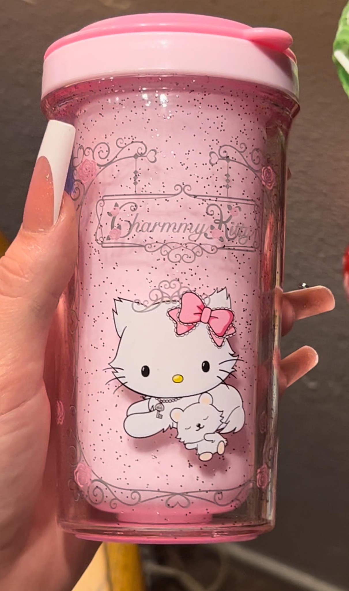 My pink charmmy kitty cup🎀 One of my favorite cups! Xoxo