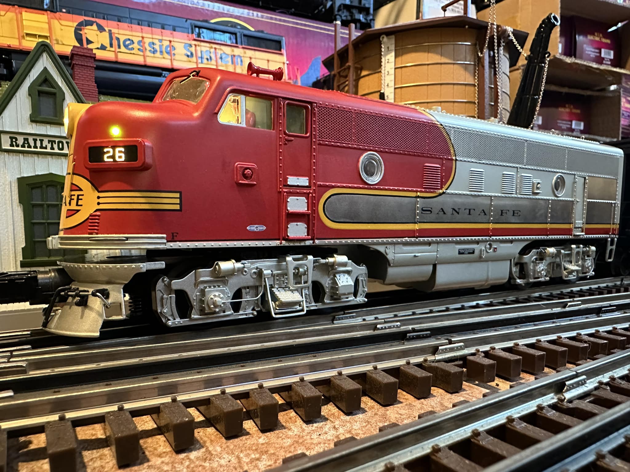 Santa Fe F3 train sets in red and yellow War Bonnet paint schemes