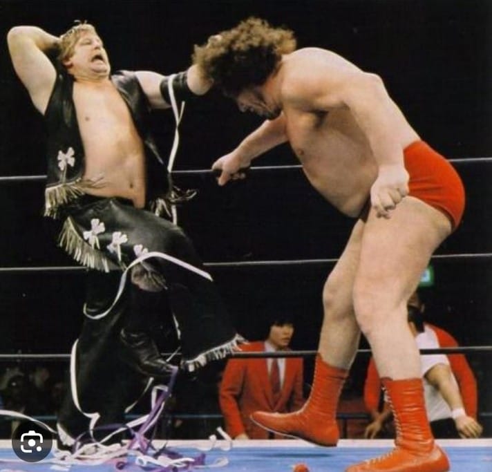 Amazing shot of Andre The Giant & Stan Hansen!