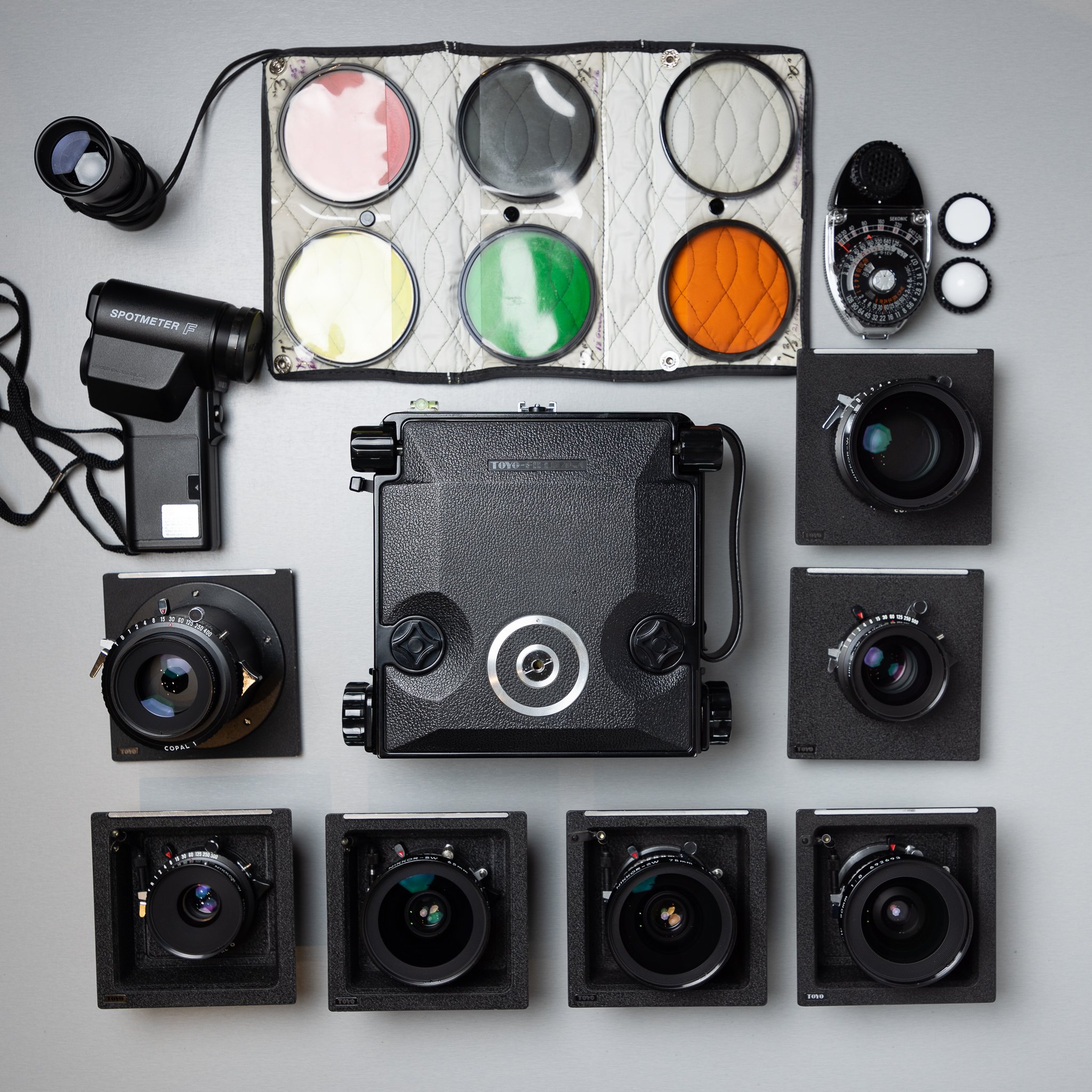 Beautiful Toyo Field 45A with 7 Nikon lens. This camera is as 
