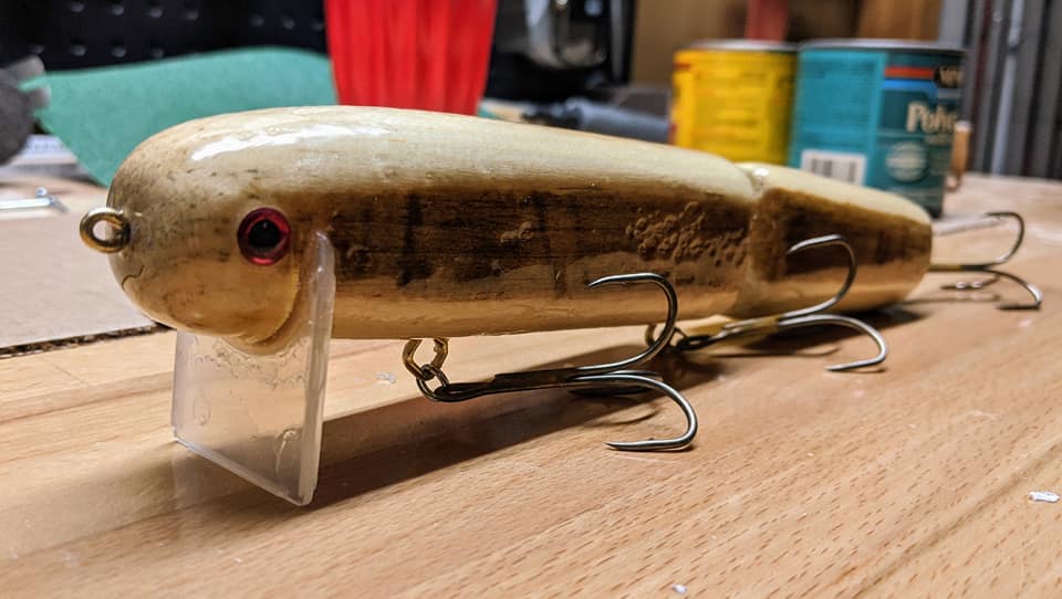 epoxy wood fishing lures coating PB - 1oz The lure is 4in long. Plug Build #3: Engineering A