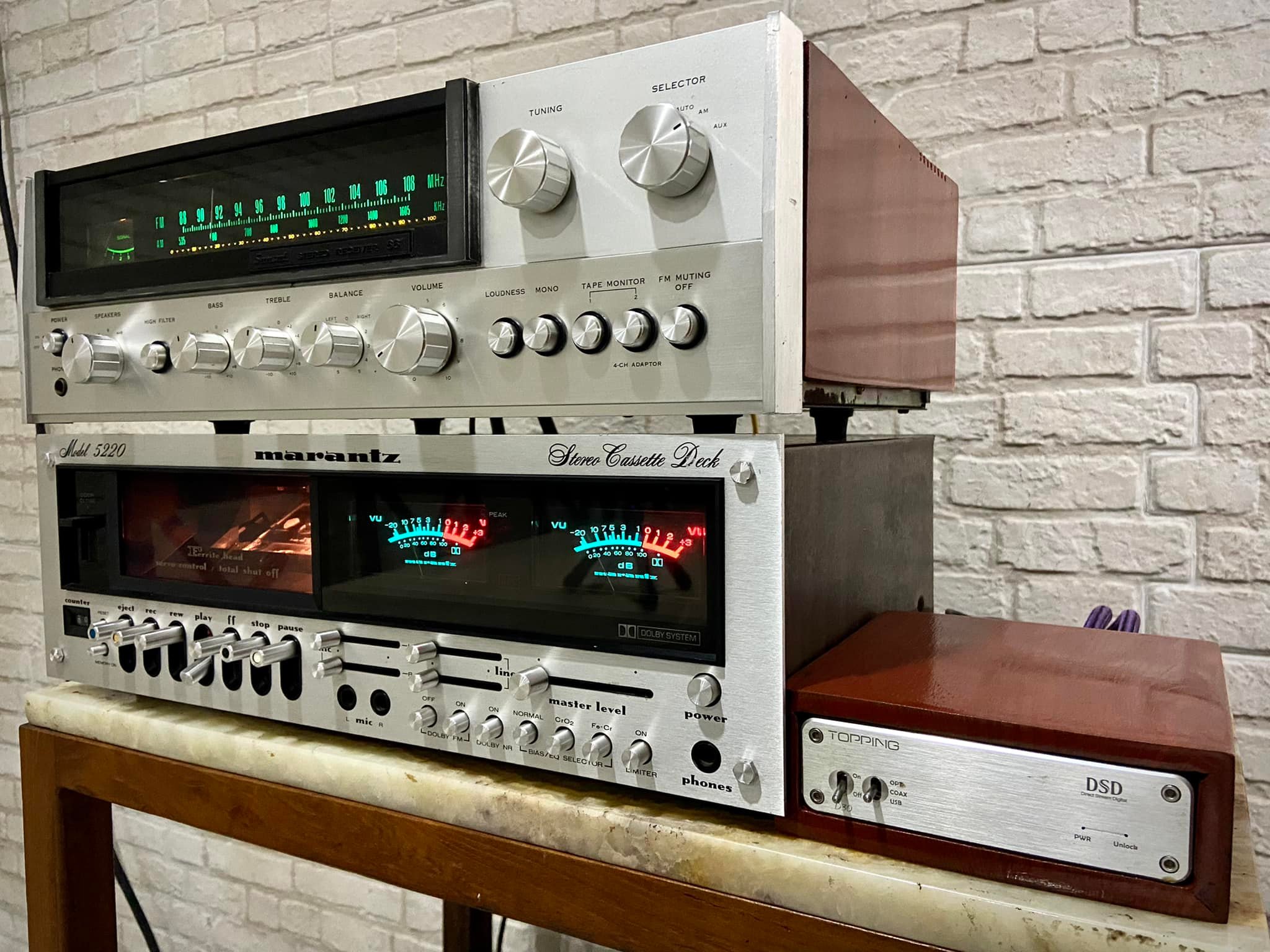 Custom wood cover for Sansui D-X 301i stereo cassette deck