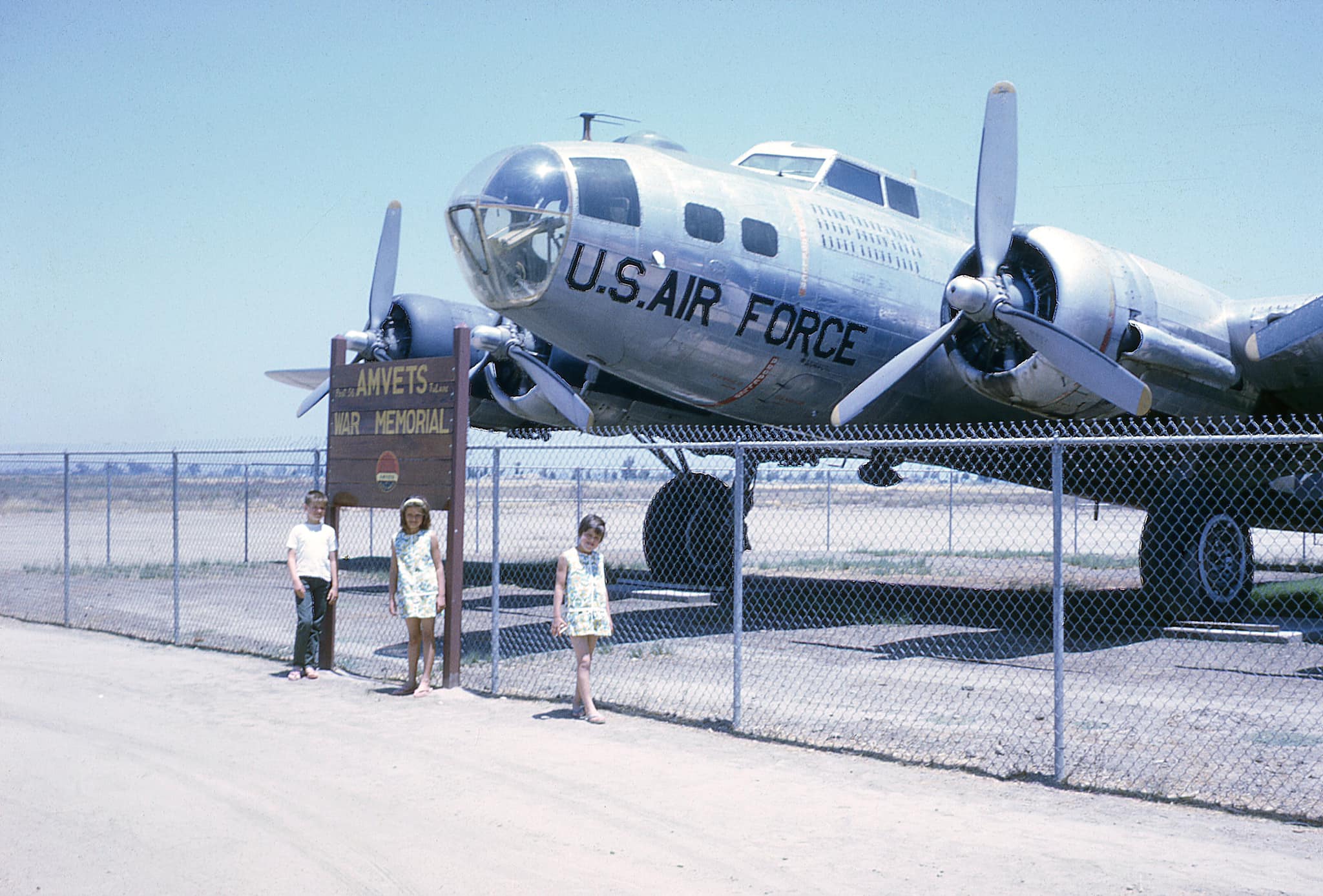 This B-17 G is next to Highway 99 in Tulare, Ca. Fenced display at