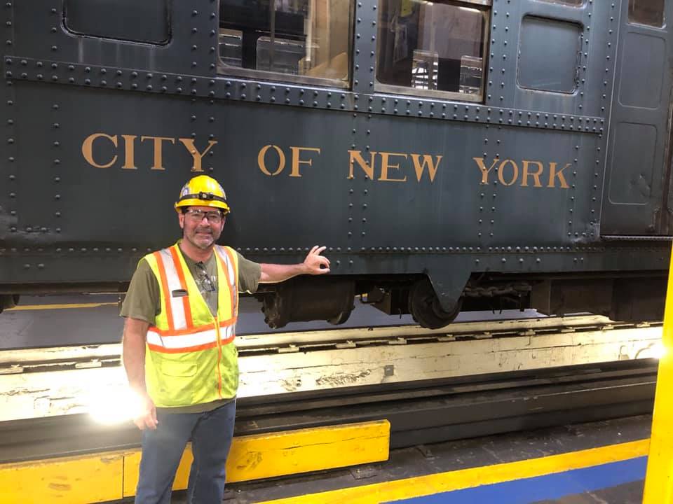 NYCTA R33WF No 9308 leads museum train into 207th St yard