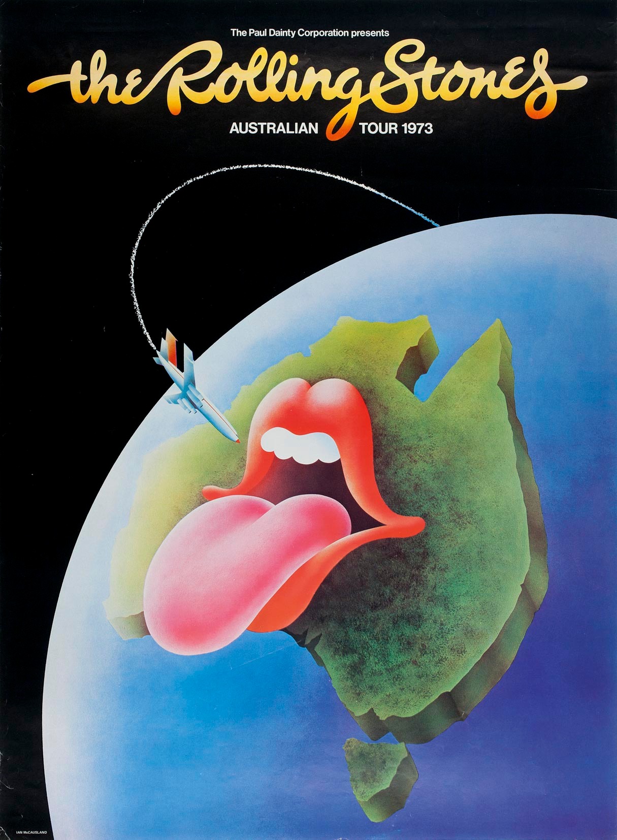 Rolling Stones 1973 Winter Tour poster at Honolulu International 