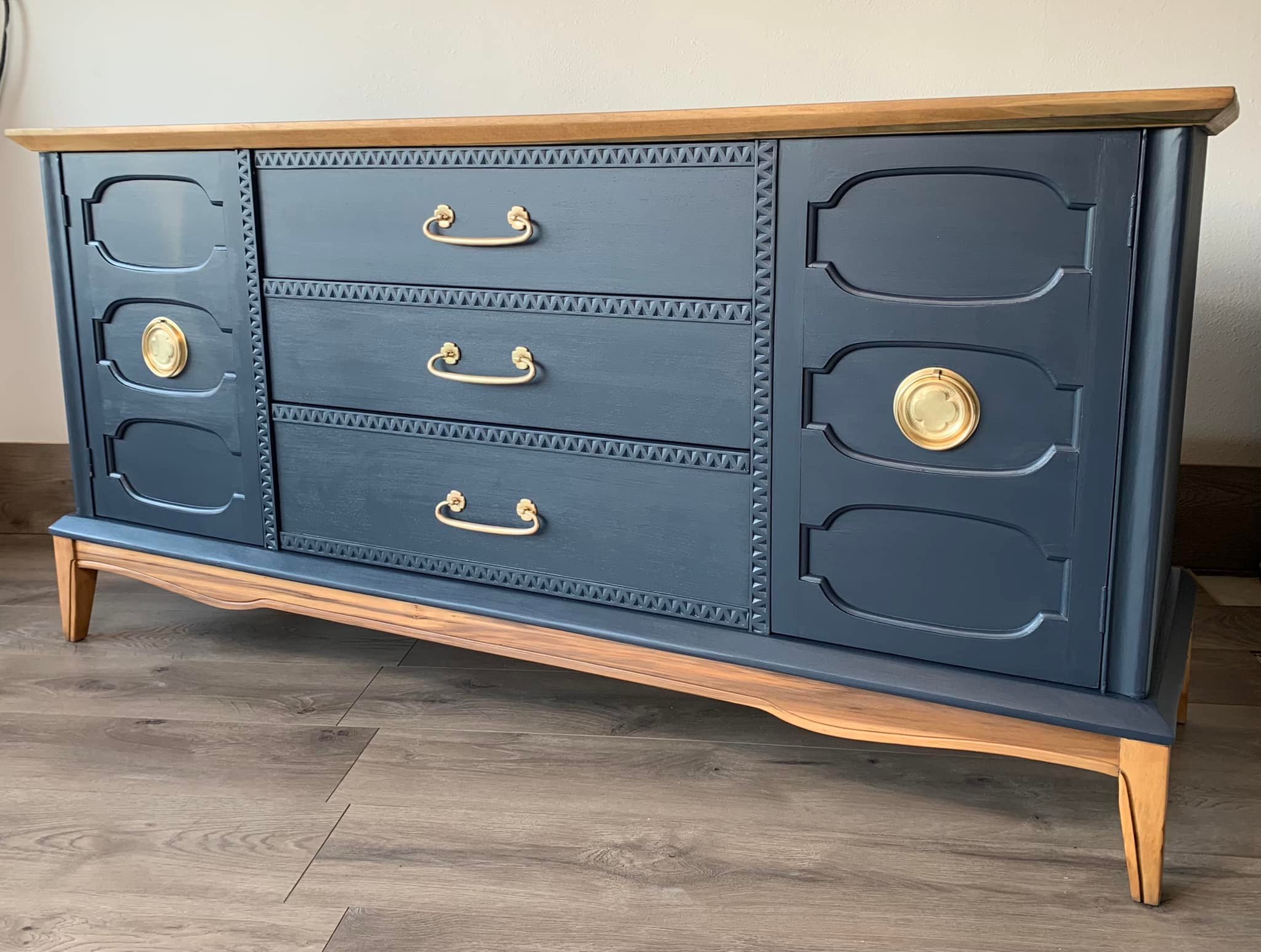 Mid century dresser in midnight blue