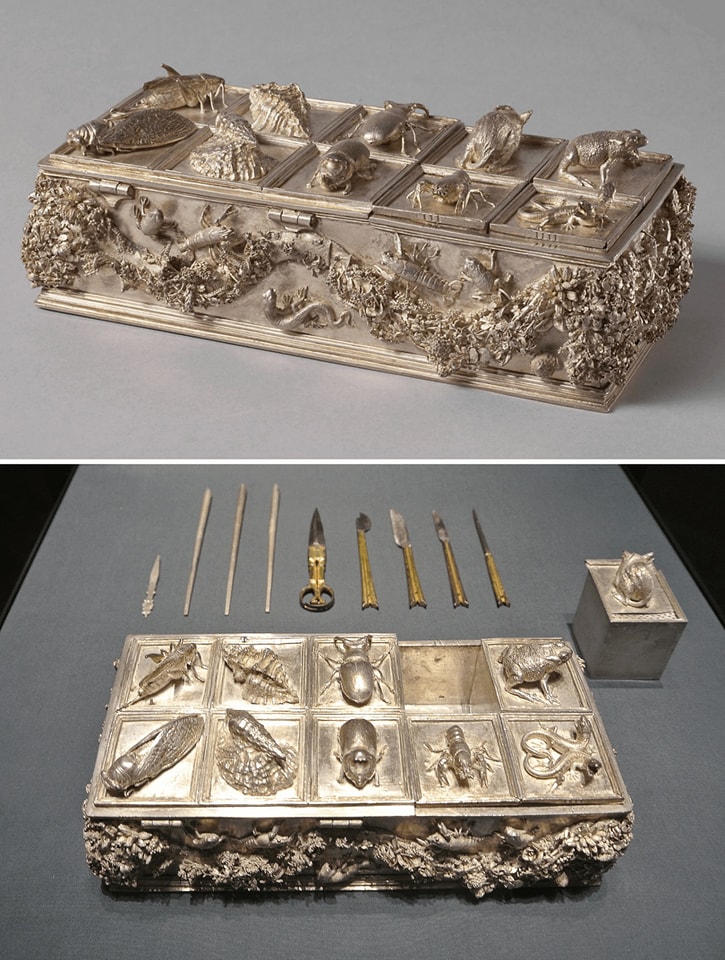 j*i様 1827年〜ネパール銀貨3枚セット Wenzel Jamnitzer's silver box with shell decorations