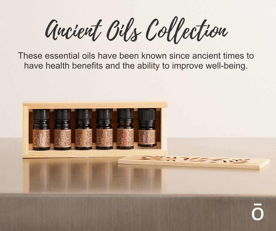 The Ancient Oils collection includes six essential oils used by