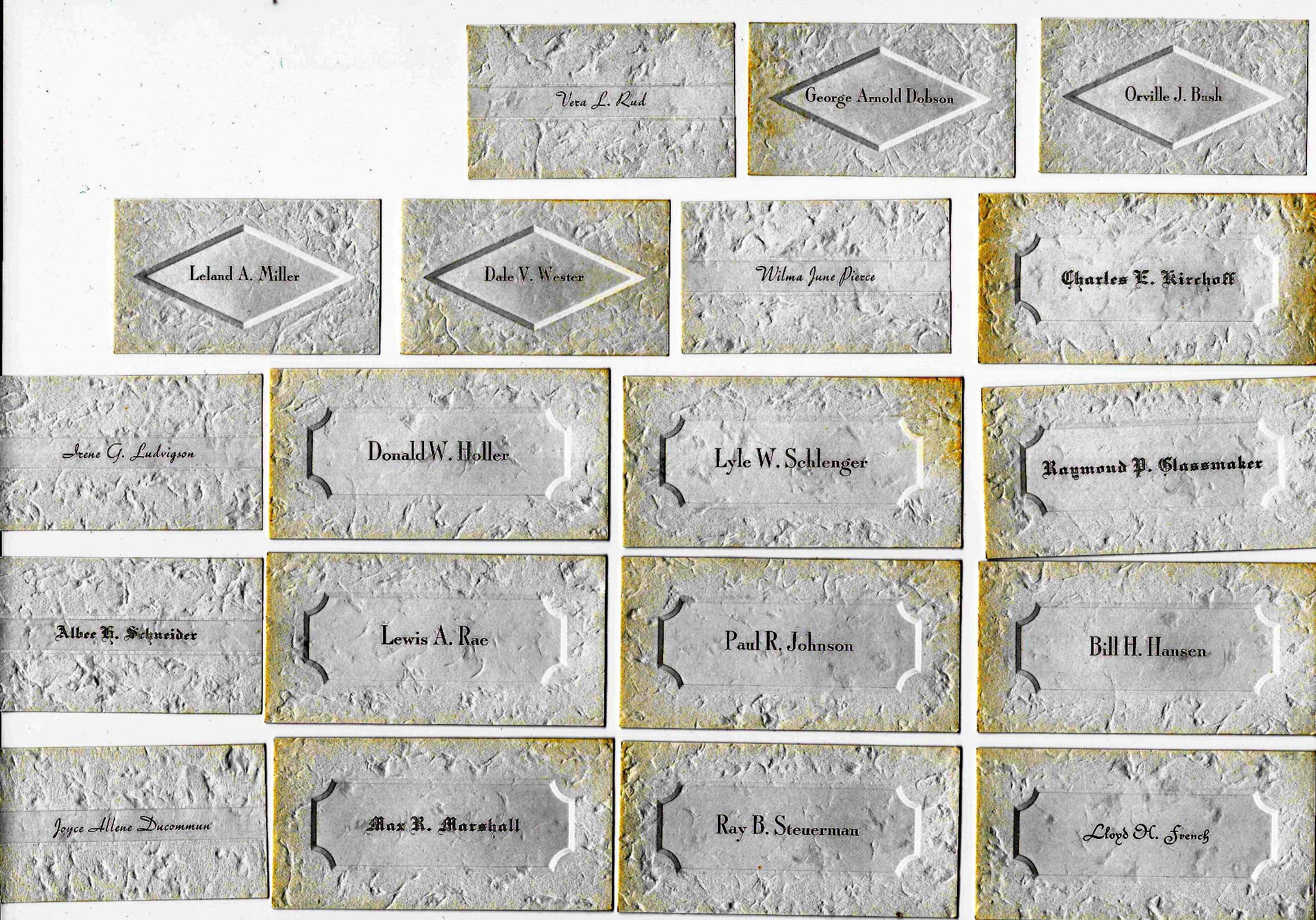 Cleghorn High School class of 1941 graduation name cards found
