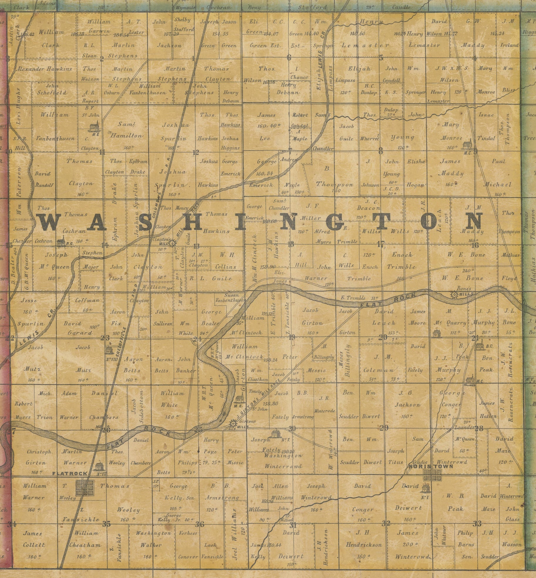 Washington Township Map - 1856