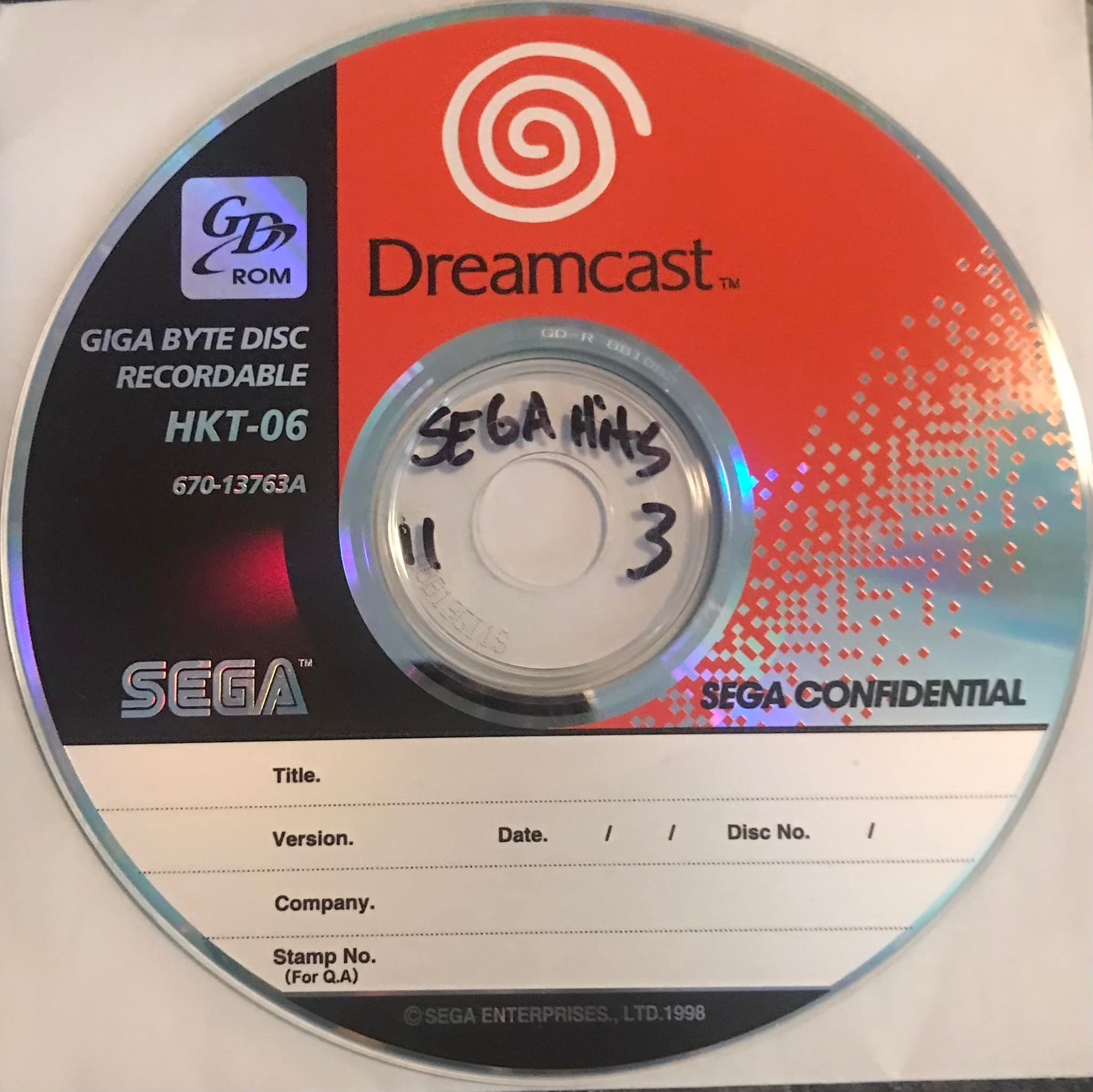 Sega Dreamcast confidential disc found in game bundle
