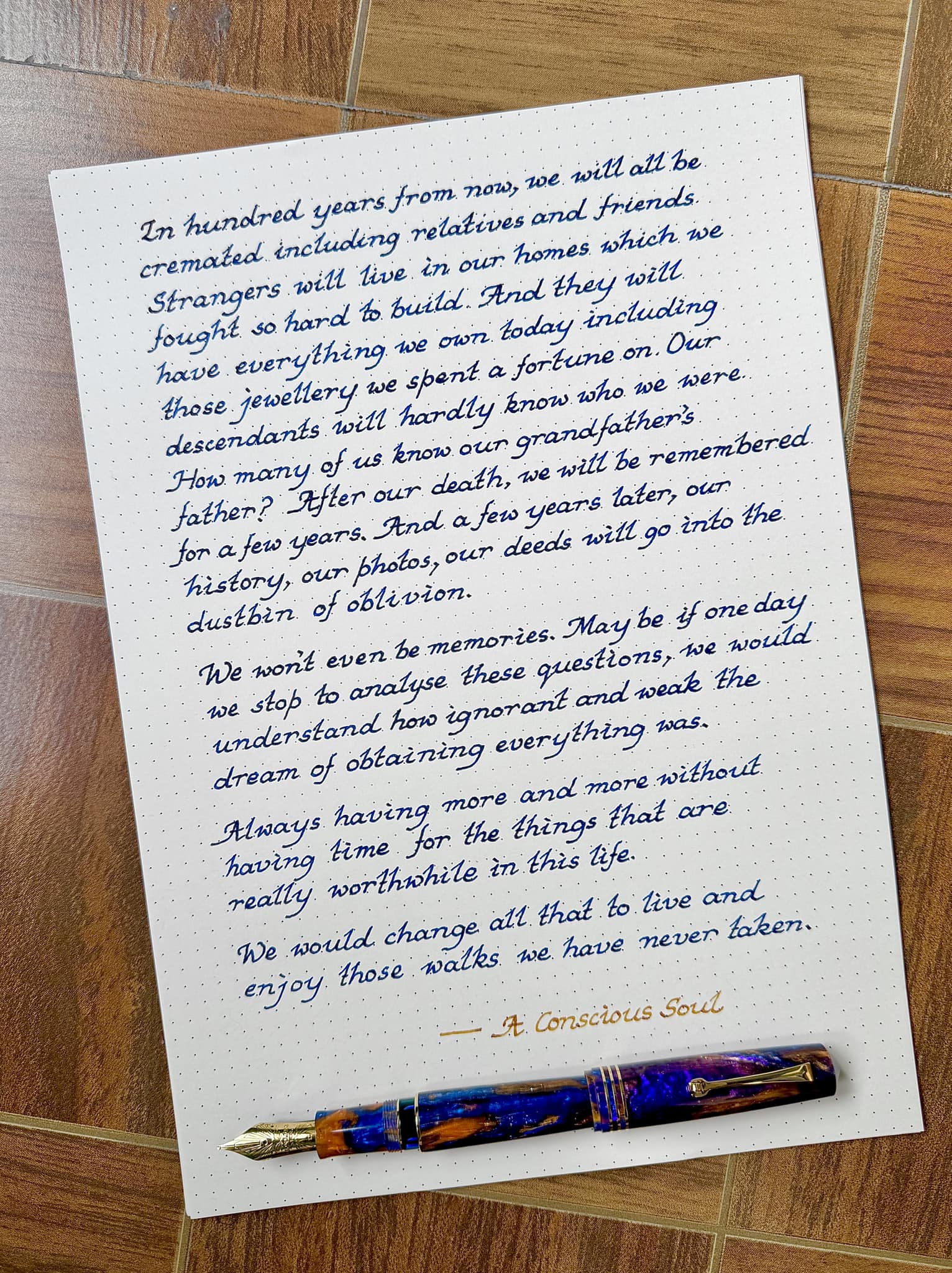 Writing sample. Pen: Parker 51 Ink: Diamine Majestic Blue Paper 
