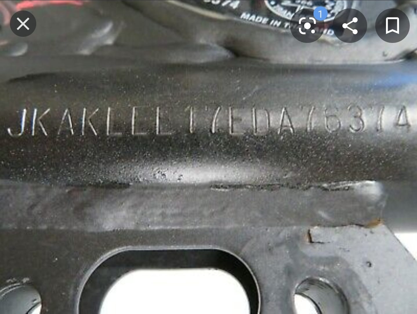 Is a partial VIN on a Kawasaki frame normal?