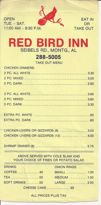 I ate chicken at the Red Bird Inn on Seibels Road | Facebook