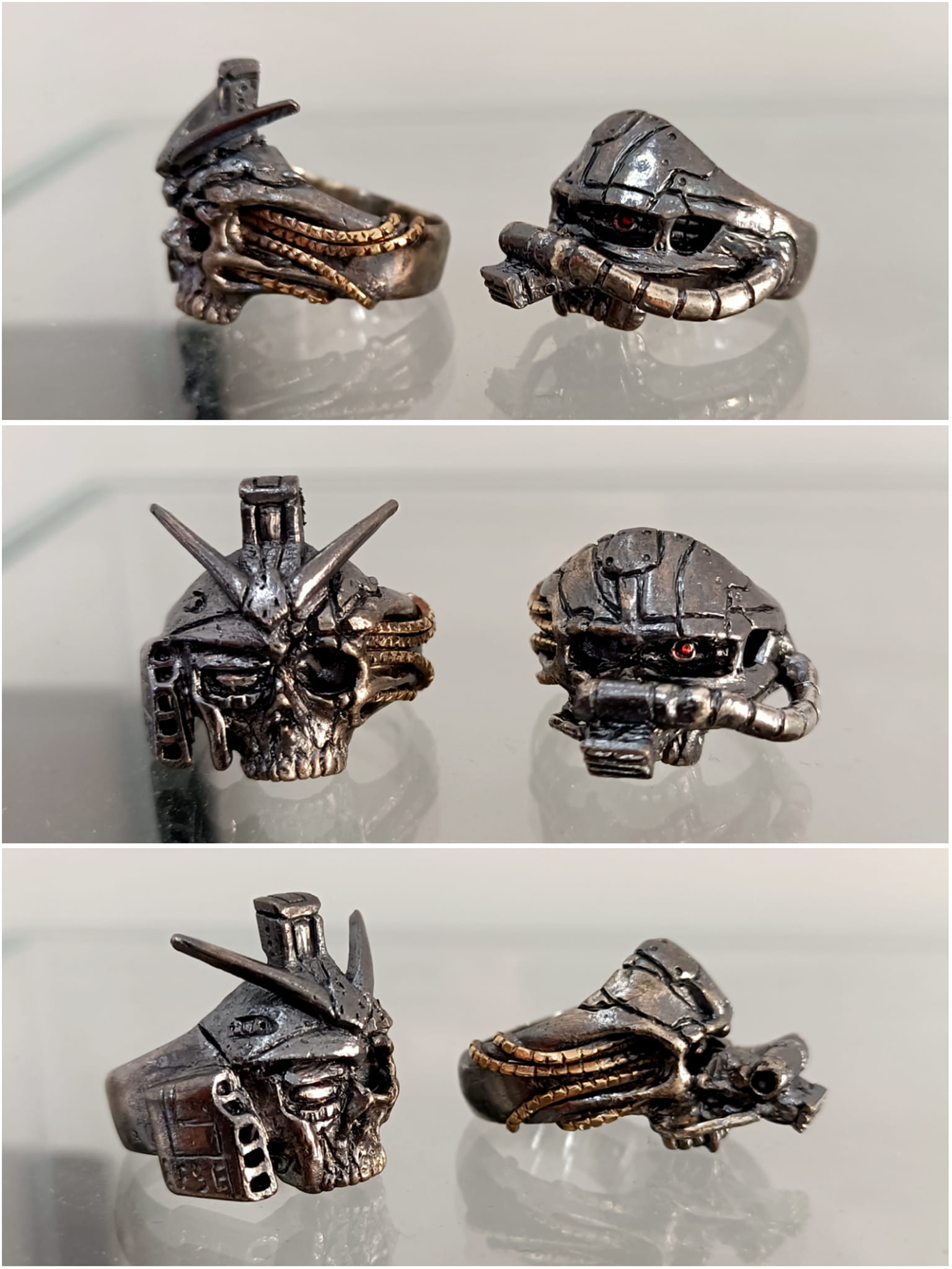 Gundam/Zaku inspired rings in aged silver Naturally 100% handmade