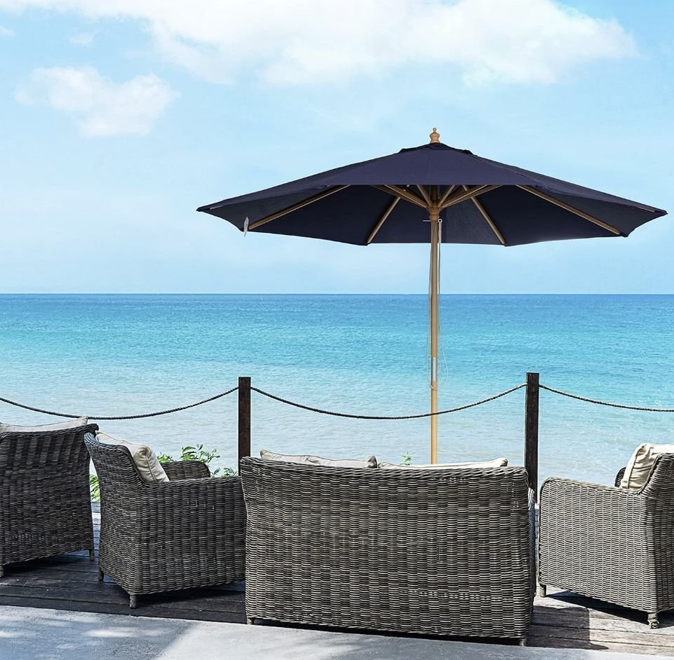 lowes patio umbrella with solar lights AECOJOY 15ft Double-Sided Lights, Outdoor Rectangle Market Large Patio Umbrella with Base Include|Crank Handle|156 PCS LED for Garden Pool in Dark Red(1.9