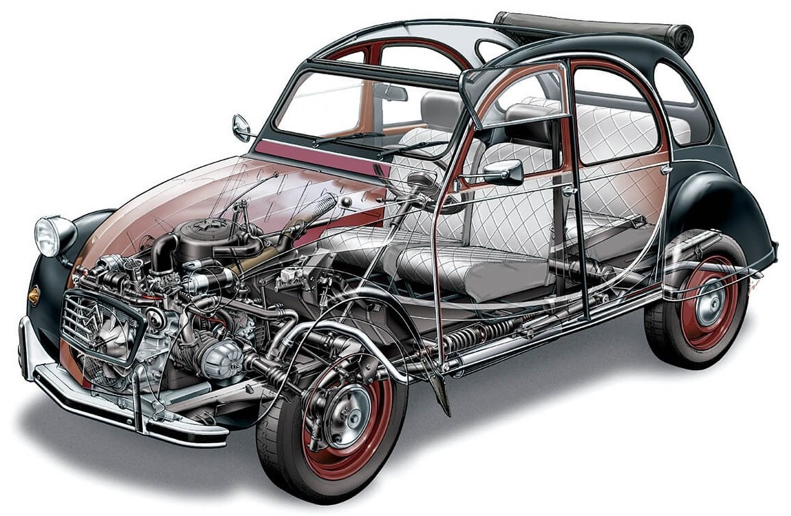 Citroen 2CV6 Charleston cutaway by Jiro Yamada