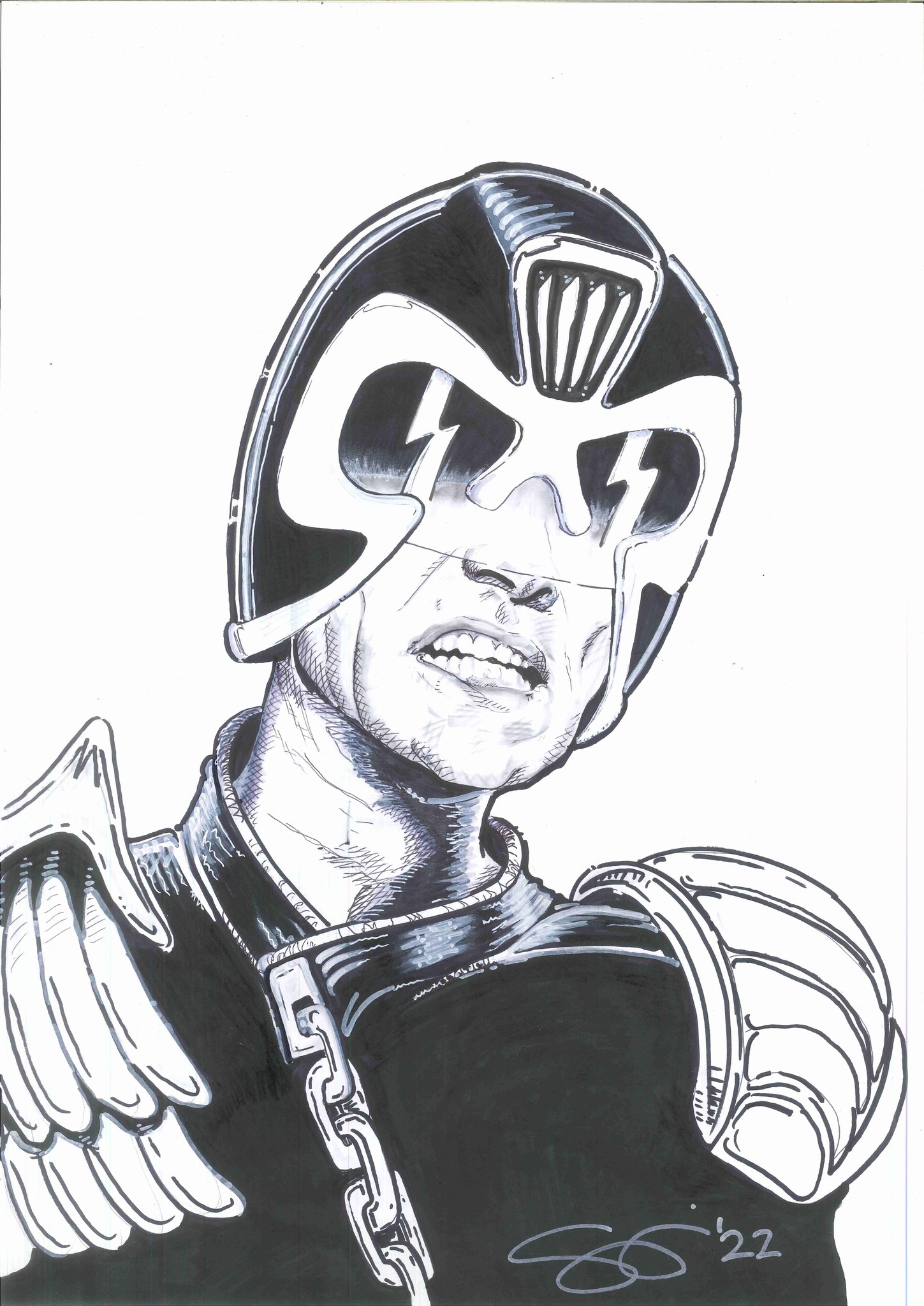 Judgedredd comic art inspired by 1977 original design