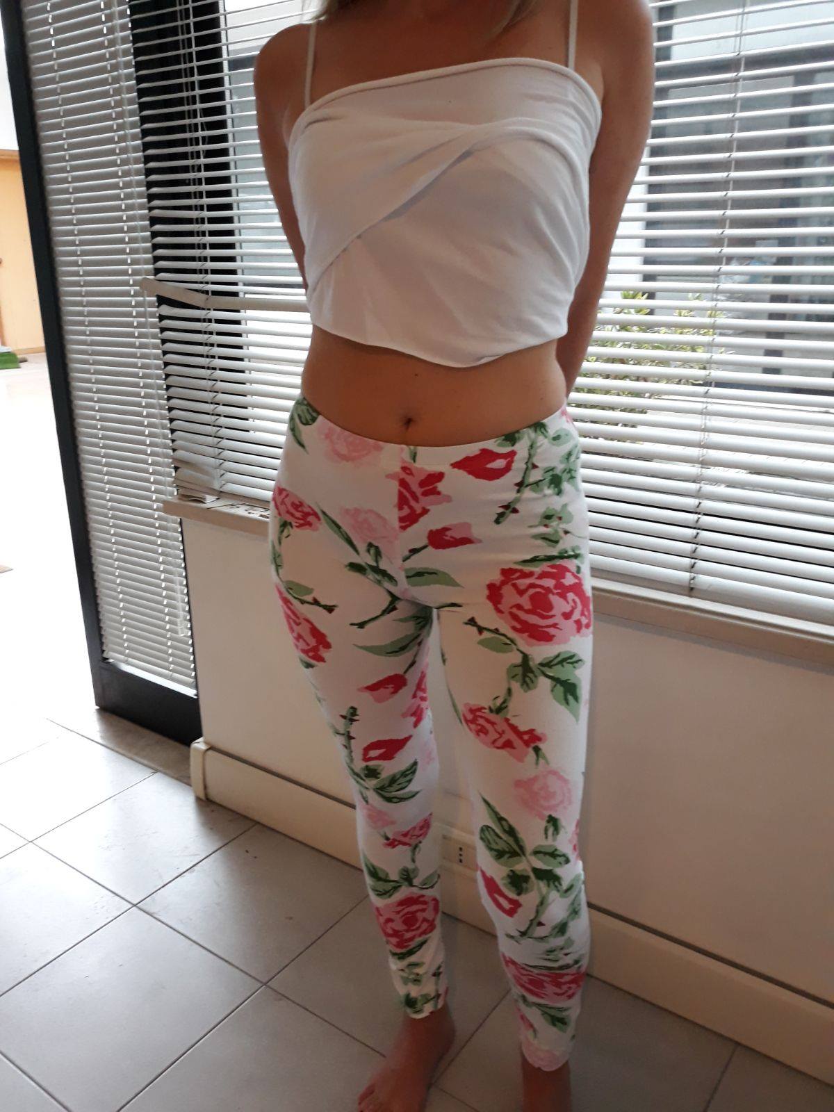 Leggings in cotone con stampa fiori FAGOTTINO da Neonata