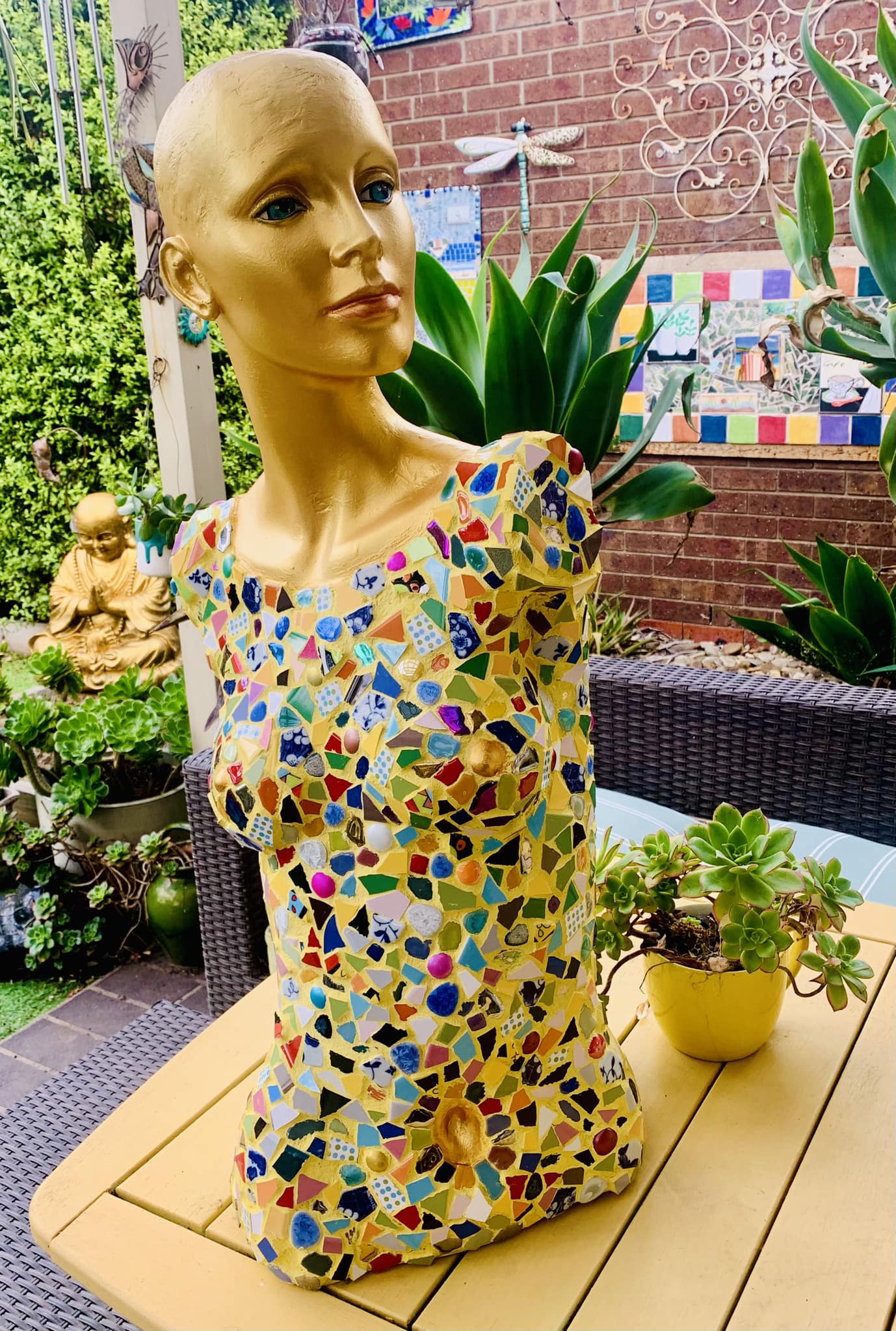 Creating mosaics with salvaged mannequins