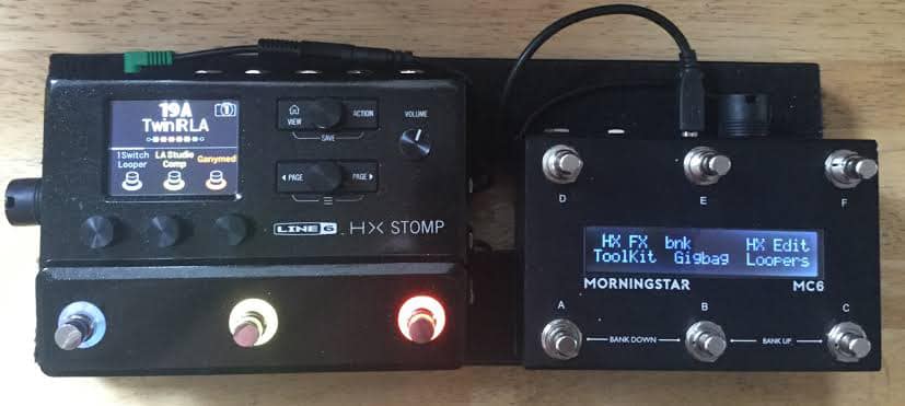 Morningstar MC6 Pro and ML5 in HX Stomp setup