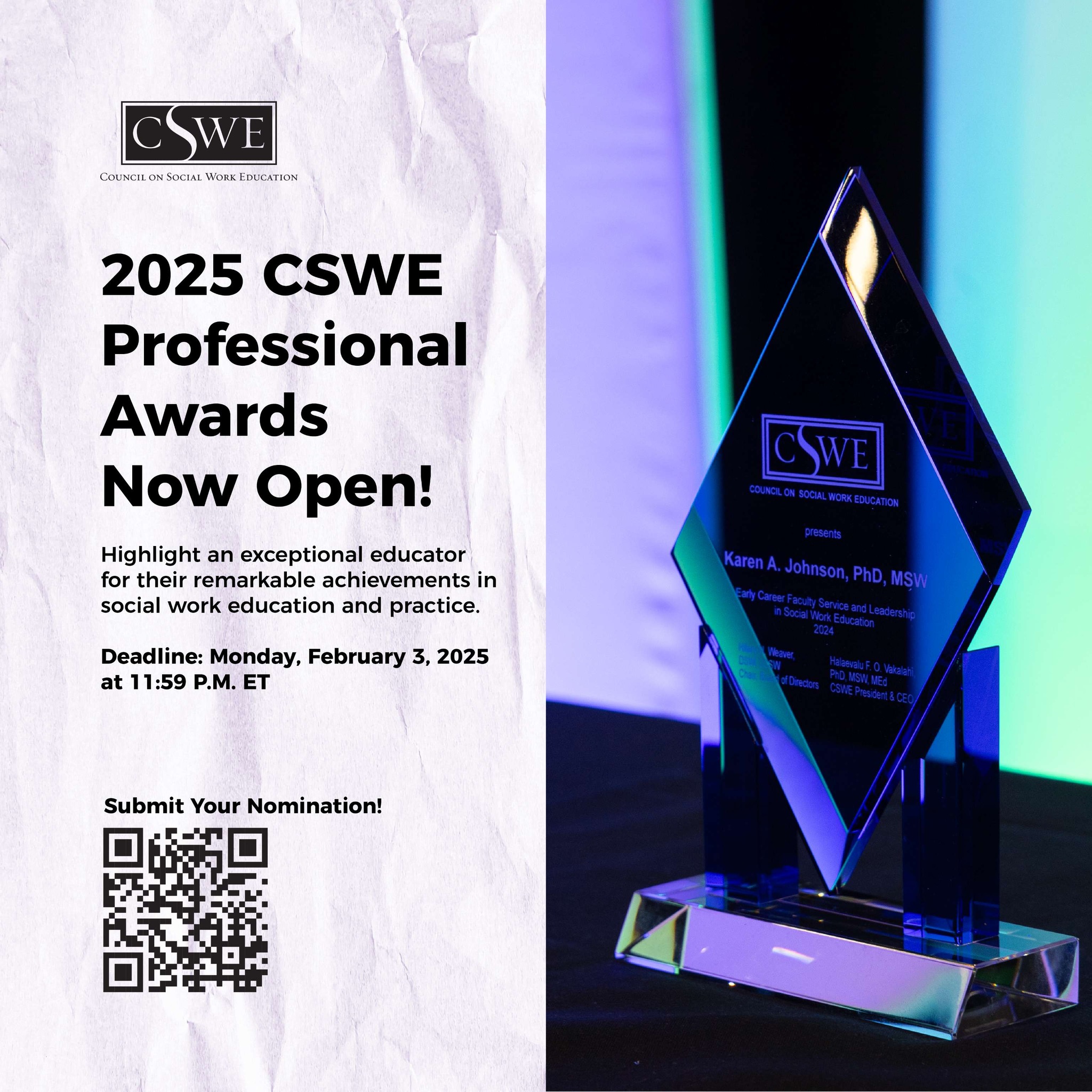 Council - Nominations are open for the 2025 CSWE Professional Awards ...