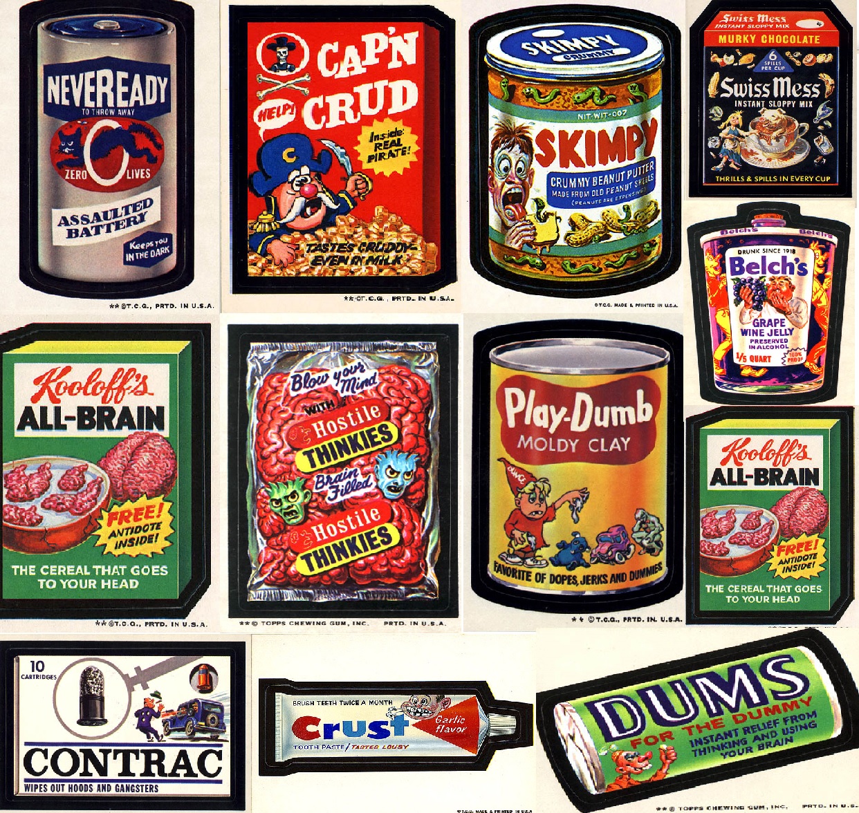 Wacky Packages stickers from the 70s
