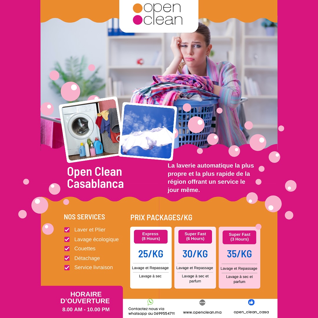 OPEN - **🧺 Lavage au Kg chez Open Clean Casablanca ! 🧺** **Dites adieu ...