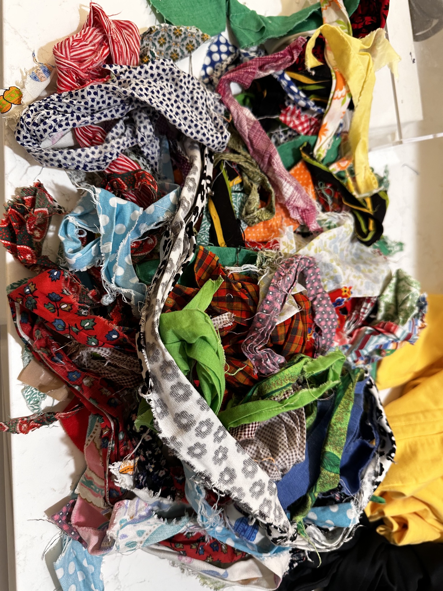 I found a bag of fabric scraps with fabrics from the 60