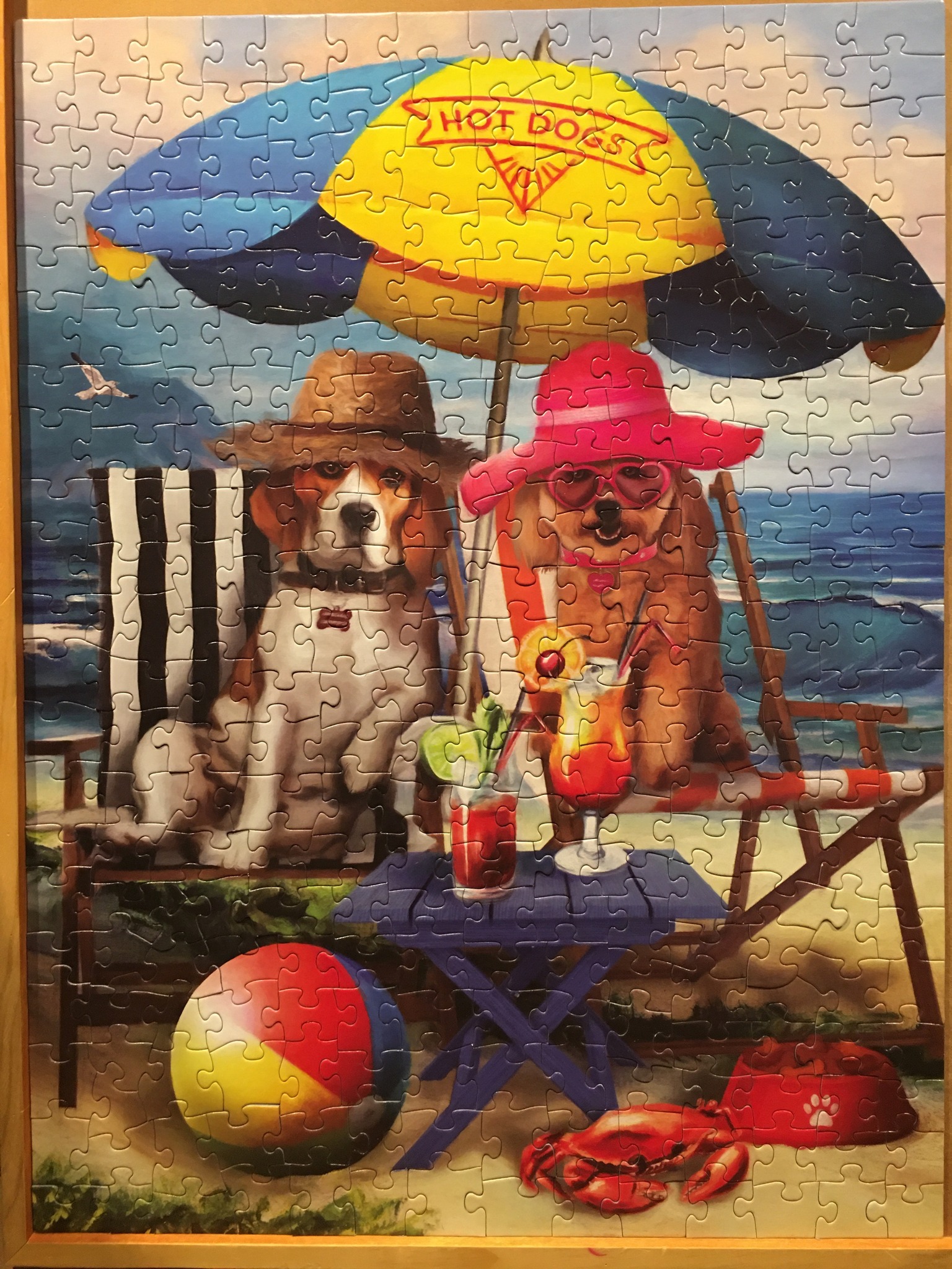 Minivan and dog beach jigsaw puzzle