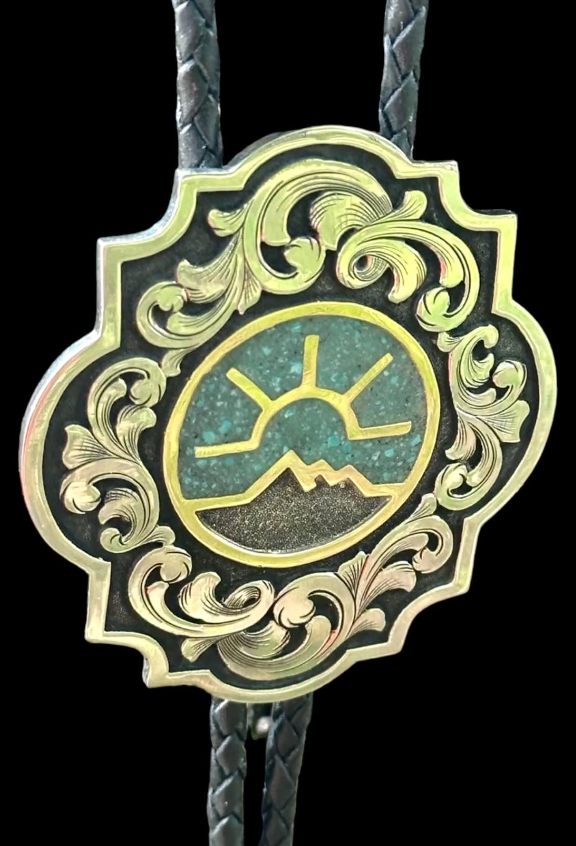 Vintage Dragon Bolo Tie – Silver Plated, Real White Pearl, Adjustable Leather Cord