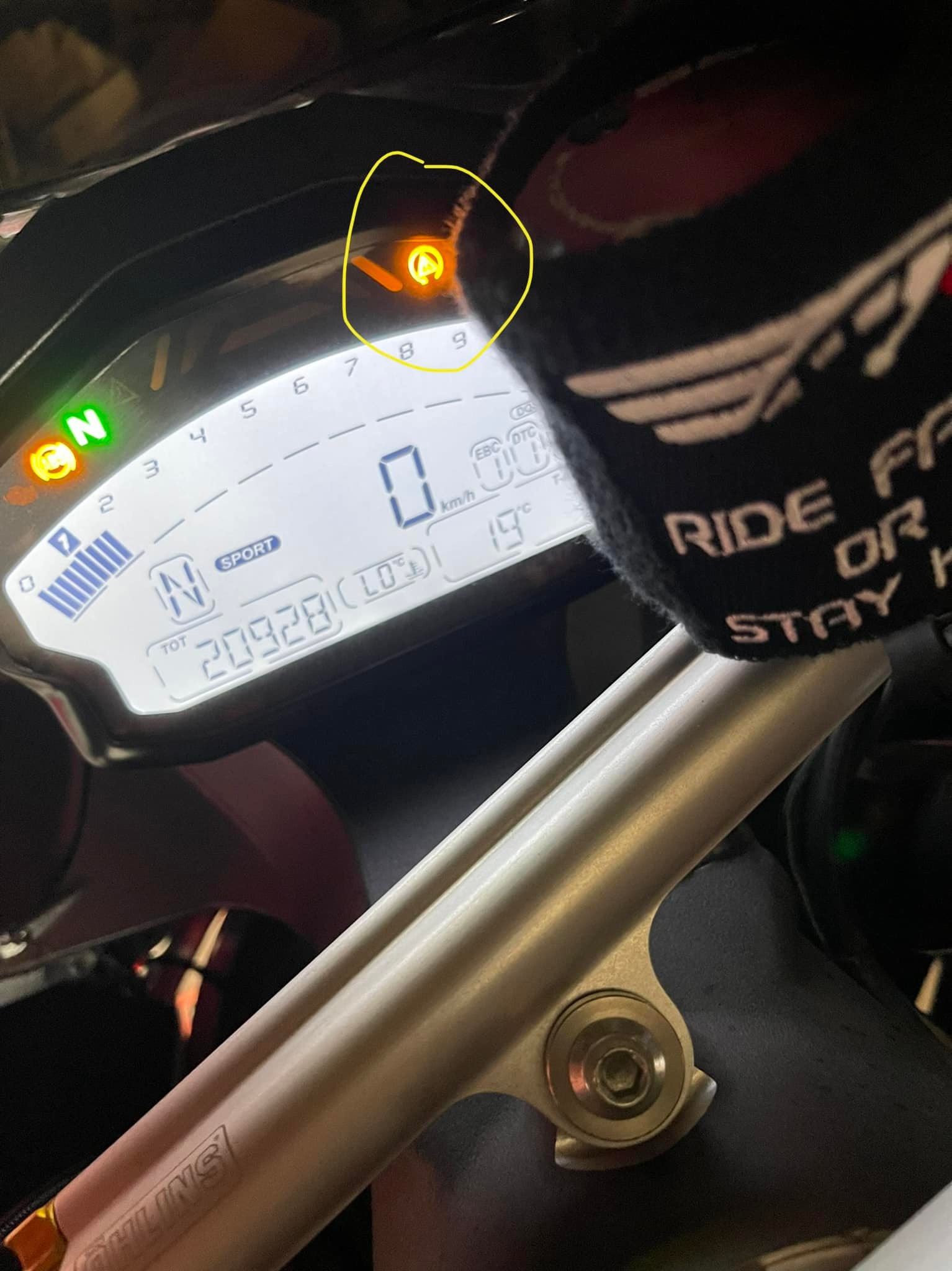 hi guys, i saw this light on my dash yesterday after i rode my