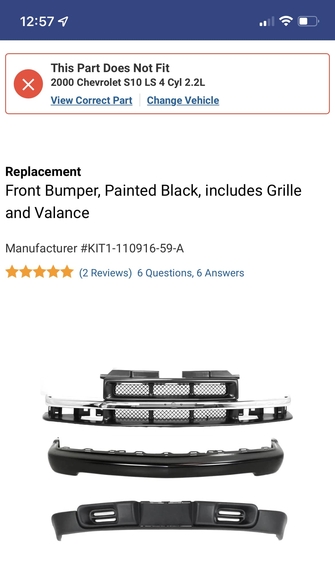 Perfect Fit Front Bumper Lower Valance Air Deflector For 1998-2004 Chevy S10 Pickup - Black Textured Plastic With Fog Light Holes