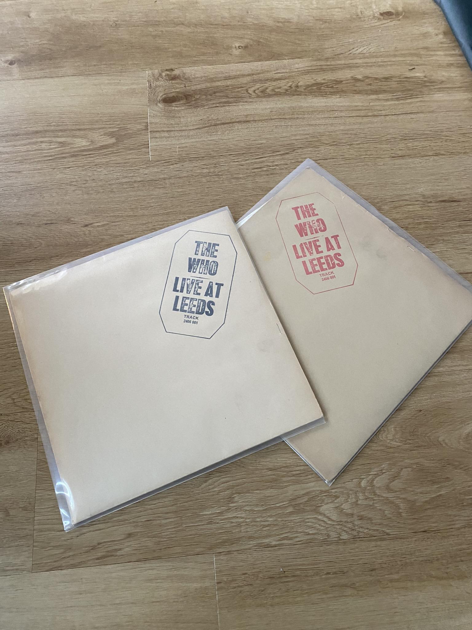 The Who , Live at Leeds . Track records The black stamped sleeves 