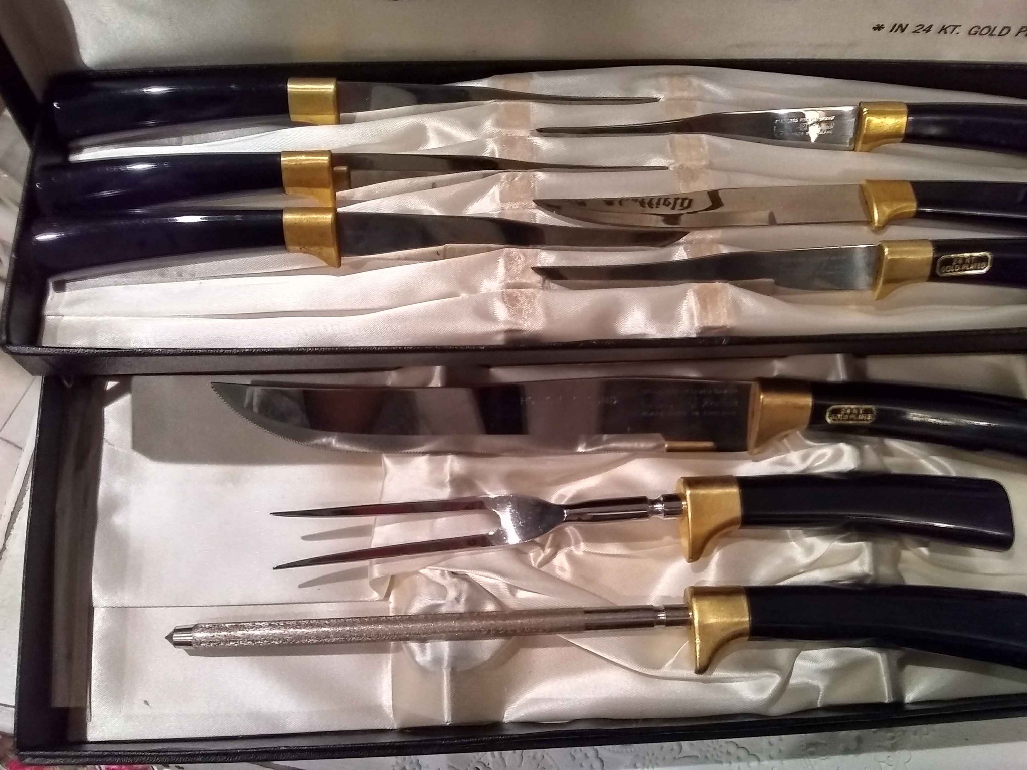 Vintage Sheffield England Carving Knife Set With 6 Steak Knives  display picture 1