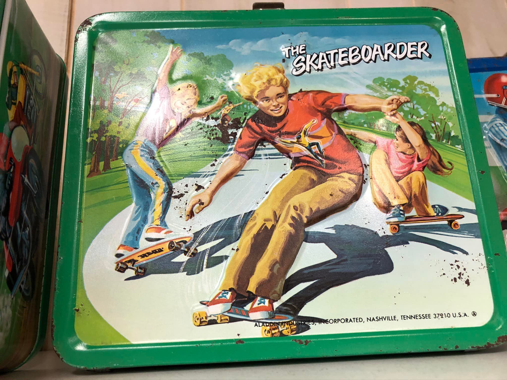 70s ブリキランチボックス SKATEBOARDER スケートボード 1977 Skateboard Lunch Box Vintage .. 