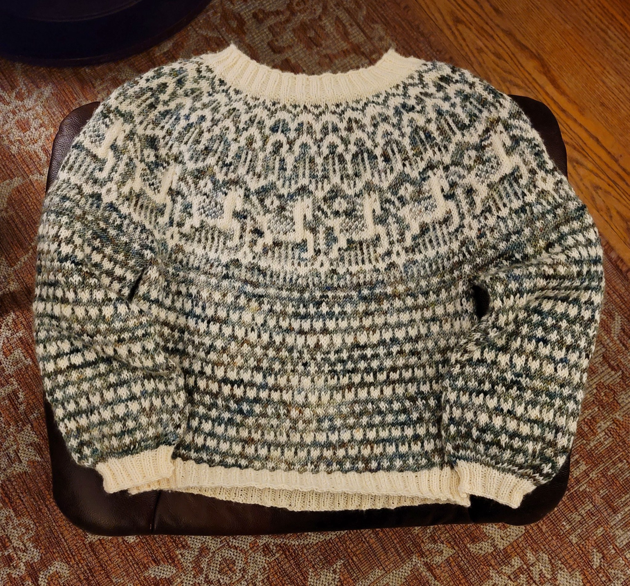 Easy knit ghost horses sweater pattern