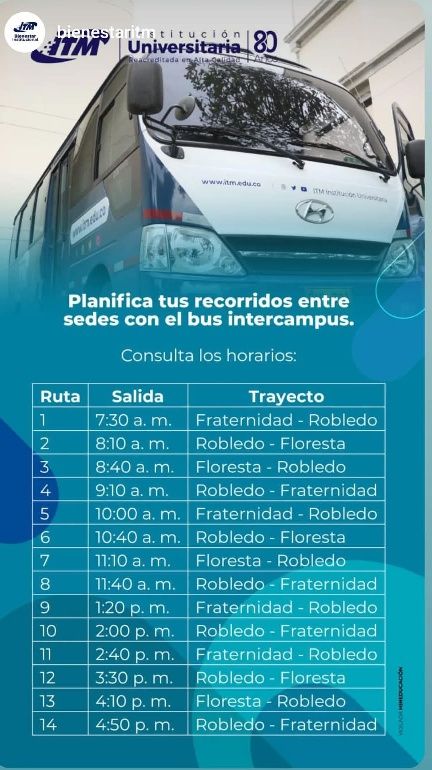 Compañeros de universidad itm | Bus intercampus programación 2025 ...