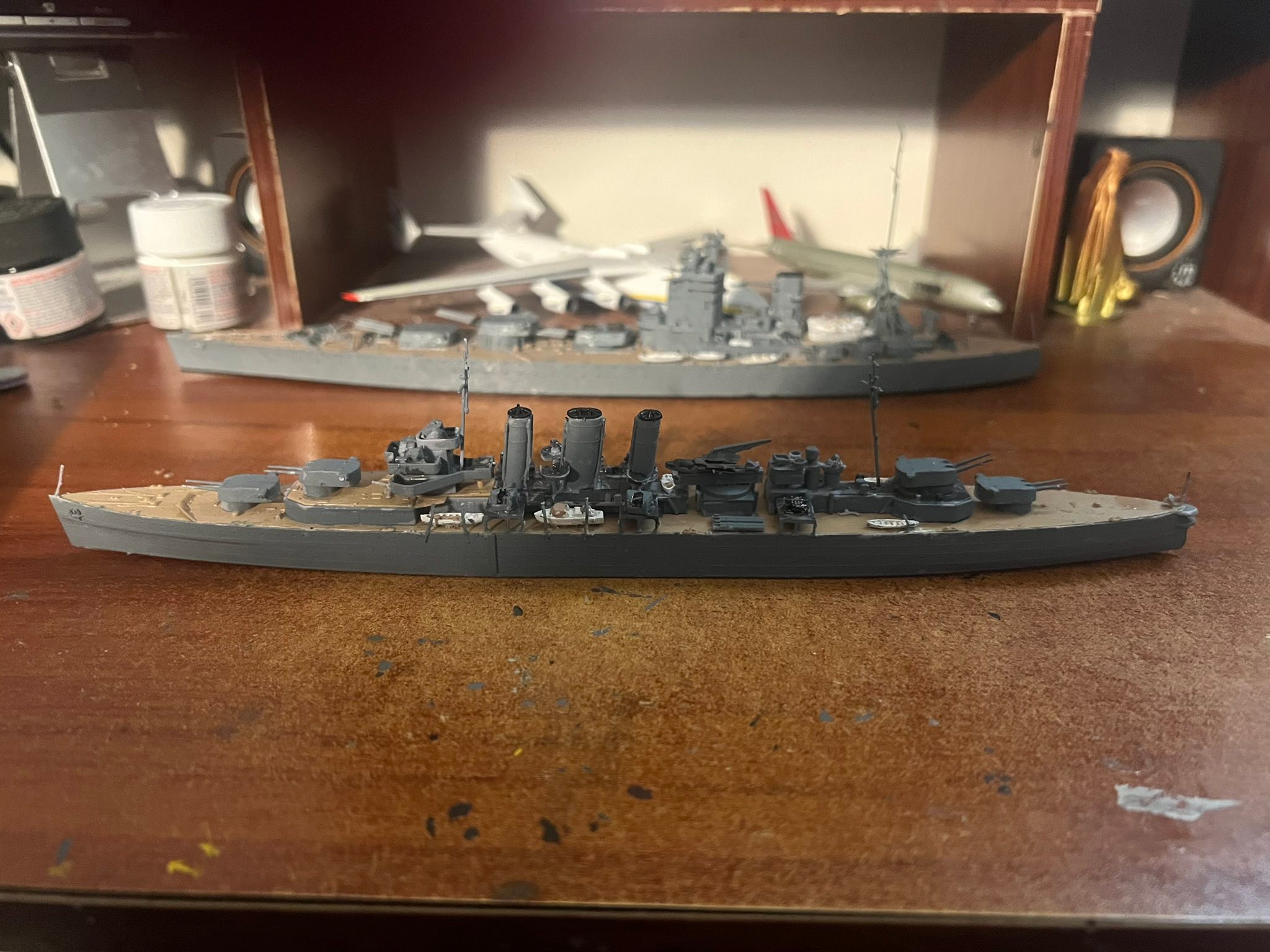 Aoshima HMS Dorsetshire model build in 1/700 scale